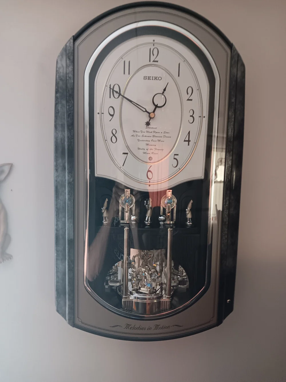 Seiko Silver-Tone Pendulum Wall Clock with White Dial